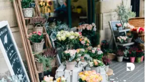 Entrada de un negocio de floristería